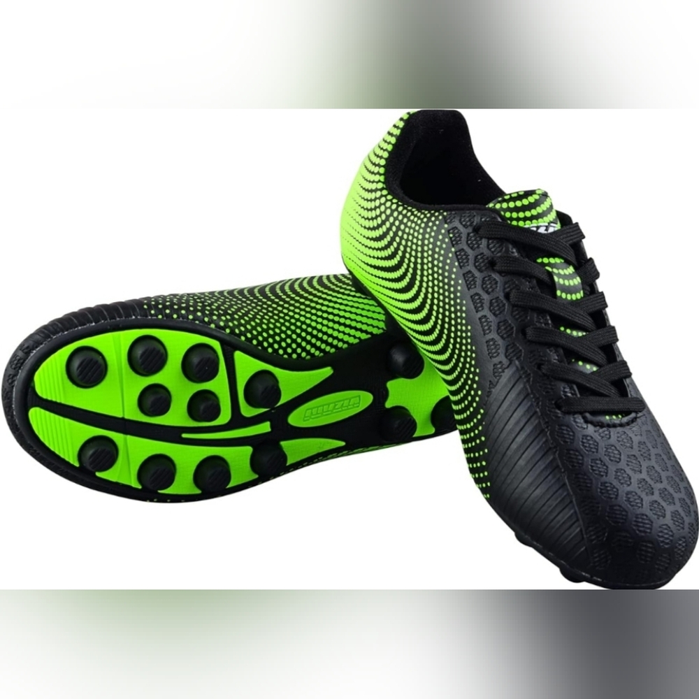 Vizari Stealth Firm Kids Soccer Cleats - green/black - black/white - Size 11